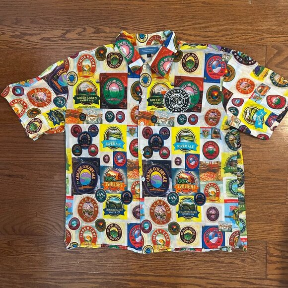 Deschutes Brewery Beer Label IPA Beer Button Down Shirt Size Large Oregon Brew - Picture 12 of 12